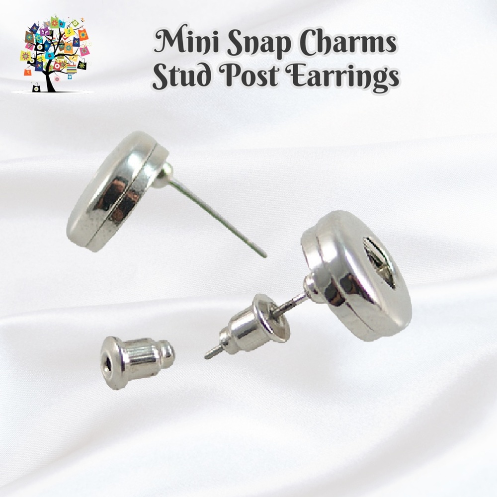 Snap Charm Stud Post Earrings for Mini Snap 12mm - Picture 1 of 2